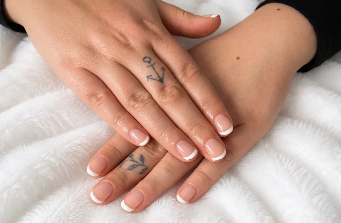 Classic white French manicure